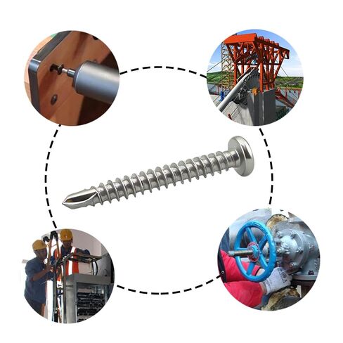 #8 x 1-1/4" Pan Head Self Drilling Screws, 410 Stainless Steel Cross Recessed Self Tapping Sheet Metal Tek Screws, 60 PCS for Industrial and Construction Use in Kuwait