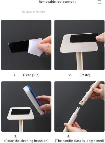Tub Tile Scrubber Cleaning Brush - Adjustable Long Handled Window Screen Cleaner Tool Sponge on a Stick for Cleaning in Kuwait
