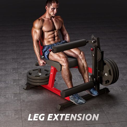 Leg Extension and Curl Machine, 2-in-1 Seated Lower Body Strength Training Equipment for Home Gym, Adjustable Leg Developer with High-Density Foam Rollers, Fits 1" & 2" Weight Plates in Kuwait