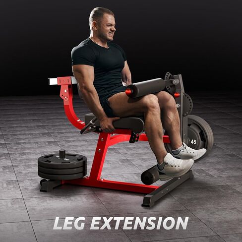 Leg Extension and Curl Machine, 2-in-1 Seated Lower Body Strength Training Equipment for Home Gym, Adjustable Leg Developer with High-Density Foam Rollers, Fits 1" & 2" Weight Plates in Kuwait