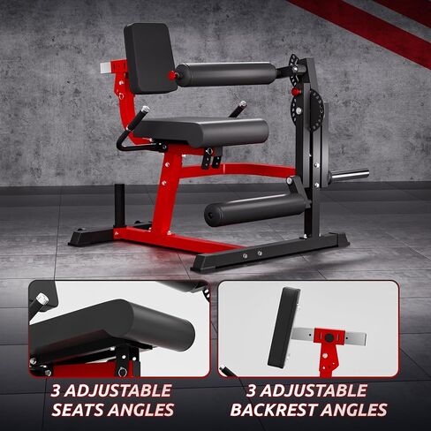Leg Extension and Curl Machine, 2-in-1 Seated Lower Body Strength Training Equipment for Home Gym, Adjustable Leg Developer with High-Density Foam Rollers, Fits 1" & 2" Weight Plates in Kuwait