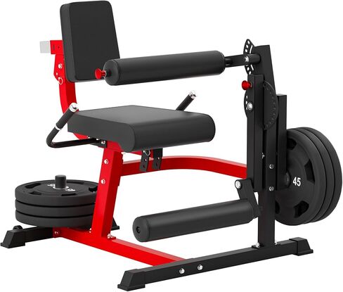 Leg Extension and Curl Machine, 2-in-1 Seated Lower Body Strength Training Equipment for Home Gym, Adjustable Leg Developer with High-Density Foam Rollers, Fits 1" & 2" Weight Plates in Kuwait
