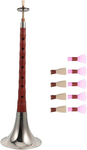 Ciieeo Beginner C Key Suona Traditional Chinese Ethnic Wind Instrument Made of Red Sandalwood with Random Color Plastic Reed Suitable for Folk Music and Performance in Kuwait