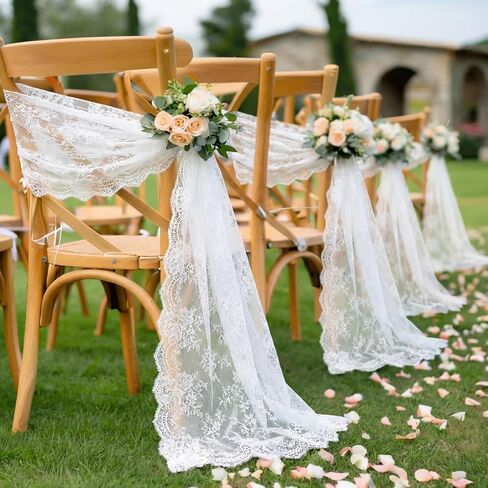 Remagr 6 Pcs White Lace Table Runner 30 x 120 Inch Vintage Rustic Boho Table Runners Embroidered Floral Lace Decor for Wedding Party Bridal Shower Baby Shower in Kuwait