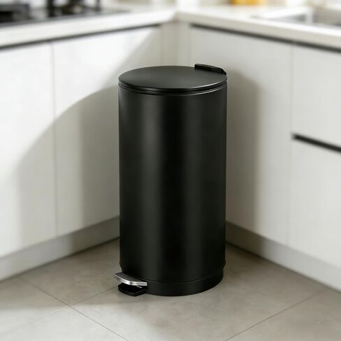 Towallmark 30L/8Gal Round Trash Can, Stainless Steel Garbage Can with Soft Close Lid, Step-On Garbage Bin with Removable Inner Bucket and Foot Pedal, Removable Inner Bucket for Living Room, Kitchen in Kuwait