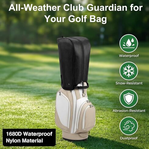 Golf Bag Rain Cover Hood Waterproof, Nylon Dustproof Universal Fit Dustproof Club Protector with Adjustable Rain Cape for Stand/Cart Bags Golf Gift for Man/Woman Golfers in Kuwait
