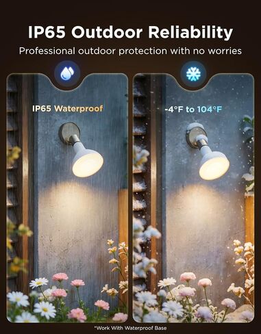Govee PAR38 Flood Light Bulbs, 1300Lm Flood Lights Outdoor with IP65 Waterproof, Smart Light Bulbs Compatible with Alexa, Matter & SmartThings, RGBWW & Tunable White for Garage&Porch, E26 Base, 2 Pack in Kuwait