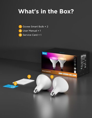 Govee PAR38 Flood Light Bulbs, 1300Lm Flood Lights Outdoor with IP65 Waterproof, Smart Light Bulbs Compatible with Alexa, Matter & SmartThings, RGBWW & Tunable White for Garage&Porch, E26 Base, 2 Pack in Kuwait