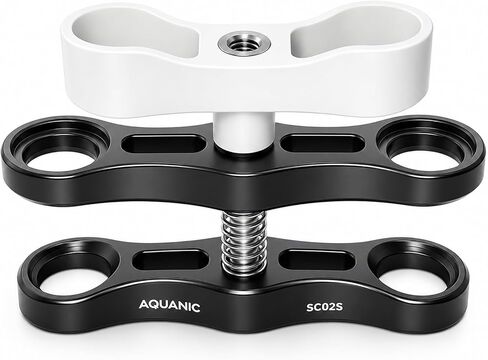 1'' Standard Triple Holes Ball Clamp Mount,360°Clip Adapter Bracket for Underwater Diving Light Arm Tray System Photography Diving Camera Action Camera Flashlight Arms System,Black and White ﻿ in Saudi Arabia