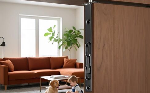 2 Pcs Flush Bolt Set for Double Doors, 6 in / 15 cm Black Stainless Steel Flush Latch Bolt, Extended Box-Type Concealed French Lock, Security Door Hardware for Home and Office in Kuwait