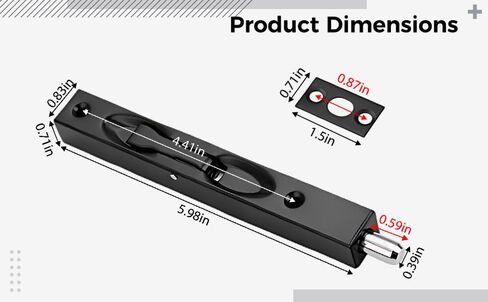 2 Pcs Flush Bolt Set for Double Doors, 6 in / 15 cm Black Stainless Steel Flush Latch Bolt, Extended Box-Type Concealed French Lock, Security Door Hardware for Home and Office in Kuwait