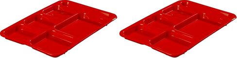 Carlisle FoodService Products P614R05 Right-Hand 6-Compartment Polypropylene Tray, 10" x 14", Red (Pack of 2) in Kuwait