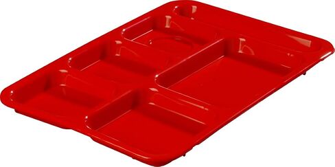 Carlisle FoodService Products P614R05 Right-Hand 6-Compartment Polypropylene Tray, 10" x 14", Red (Pack of 2) in Kuwait