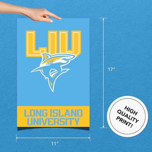 ملصق جامعة صبار الصحراء لونغ آيلاند LIU Sharks مقاس 11 × 17 بوصة ديكور مكتب الغرفة ديكور رسمي للمروحة (11 × 17 بوصة، الإصدار 1A) in Kuwait