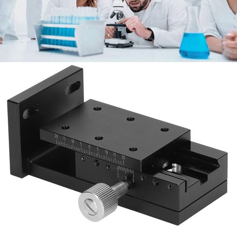 High Precision Z Axis Manual Linear Slide Stage with Gear Knob Control and Accurate Scale for Optical Equipment and Semiconductor Tools Aluminum Alloy Construction Black Ano (60X40mm) in Kuwait