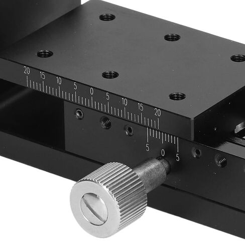 High Precision Z Axis Manual Linear Slide Stage with Gear Knob Control and Accurate Scale for Optical Equipment and Semiconductor Tools Aluminum Alloy Construction Black Ano (60X40mm) in Kuwait