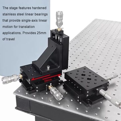 Micter Manual Linear Stage, 25mm Displacement Trimming Bearing Sliding Table, 101.6x76.2mm Platform for Precision Mechanical Positioning & Inspection in Kuwait