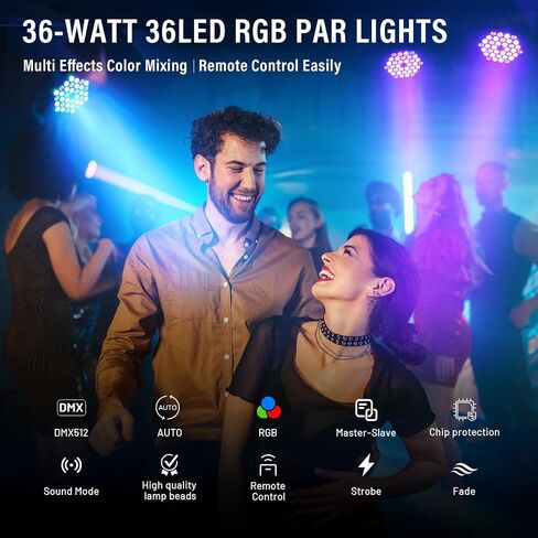 LED Stage Lights 4Pack - Czgor 36W RGB DJ Par Lights with Sound Activated Auto Play by Remote & DMX Control Uplights for Events Wedding Party Club Christmas Party Lighting in Saudi Arabia