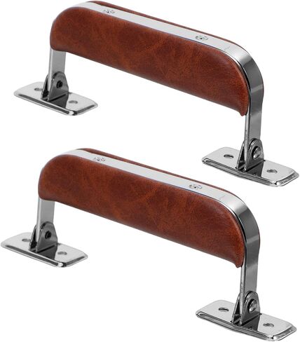 SHINEOFI 2pcs Vintage Pu Leather Luggage Handles with Iron Hardware, Reliable Support and Wear-Resistant Replacement for Guitar Cases, Briefcases, and Travel Suitcases in Kuwait