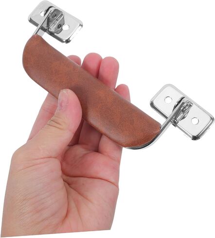 SHINEOFI 2pcs Vintage Pu Leather Luggage Handles with Iron Hardware, Reliable Support and Wear-Resistant Replacement for Guitar Cases, Briefcases, and Travel Suitcases in Kuwait