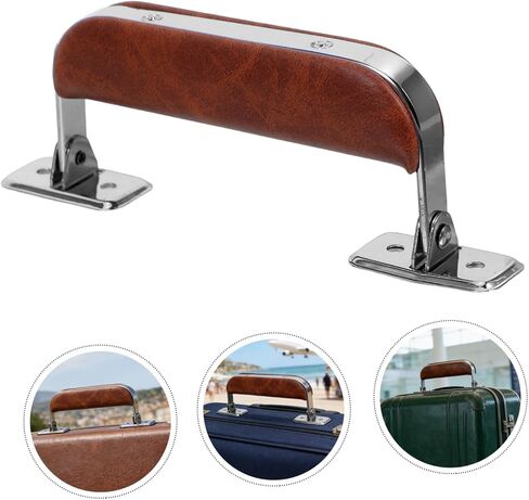 SHINEOFI 2pcs Vintage Pu Leather Luggage Handles with Iron Hardware, Reliable Support and Wear-Resistant Replacement for Guitar Cases, Briefcases, and Travel Suitcases in Kuwait