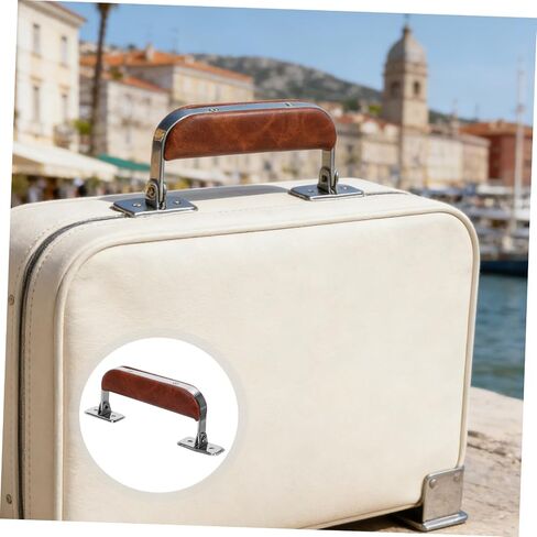 SHINEOFI 2pcs Vintage Pu Leather Luggage Handles with Iron Hardware, Reliable Support and Wear-Resistant Replacement for Guitar Cases, Briefcases, and Travel Suitcases in Kuwait