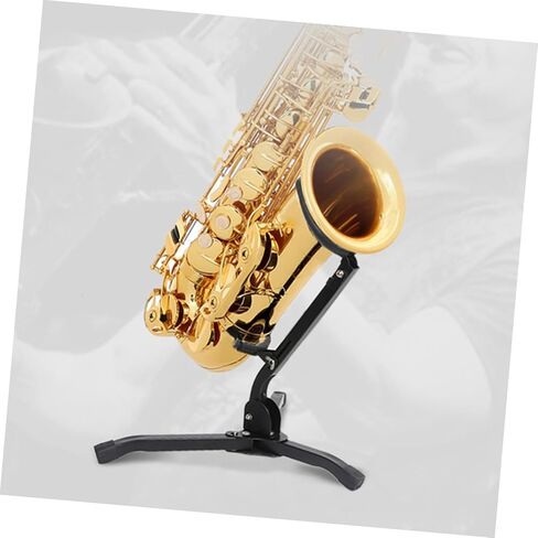 YARNOW Portable Saxophone Stand for Alto and Tenor Saxophones, Universal Foldable Sax Ground Tripod Holder with Travel-friendly Design and Sturdy Black Finish in Saudi Arabia