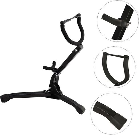 YARNOW Portable Saxophone Stand for Alto and Tenor Saxophones, Universal Foldable Sax Ground Tripod Holder with Travel-friendly Design and Sturdy Black Finish in Saudi Arabia