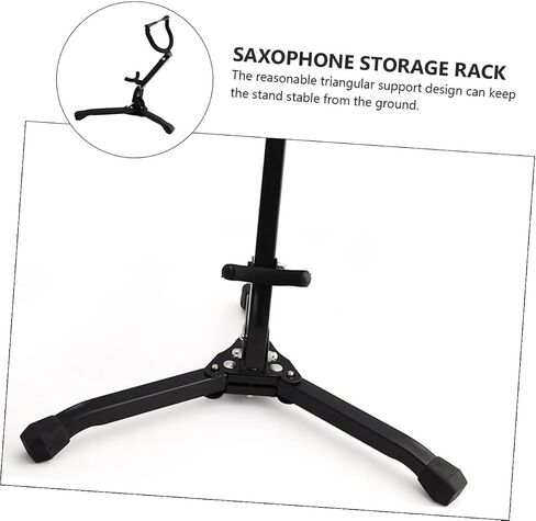 YARNOW Portable Saxophone Stand for Alto and Tenor Saxophones, Universal Foldable Sax Ground Tripod Holder with Travel-friendly Design and Sturdy Black Finish in Saudi Arabia
