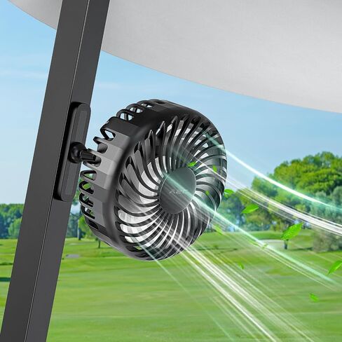 A2C Golf Cart Fan Rechargeable Magnetic Base Battery Operated Portable Fan 3 Speeds 4000 RPM Strong Airflow Compatible with Yamaha, EZGO, Club Car - 360° Rotatable Golf Cart & Cruise Ship Accessories in Saudi Arabia