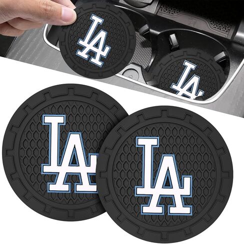 Coaster Insert Fit LA Dodgers Baseball Fans - Anti Slip Car Cup Coaster, Black in Kuwait