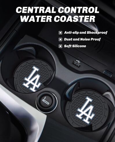 Coaster Insert Fit LA Dodgers Baseball Fans - Anti Slip Car Cup Coaster, Black in Kuwait
