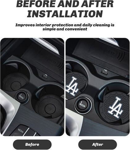 Coaster Insert Fit LA Dodgers Baseball Fans - Anti Slip Car Cup Coaster, Black in Kuwait