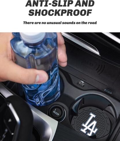 Coaster Insert Fit LA Dodgers Baseball Fans - Anti Slip Car Cup Coaster, Black in Kuwait