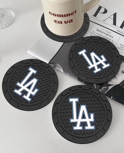 Coaster Insert Fit LA Dodgers Baseball Fans - Anti Slip Car Cup Coaster, Black in Kuwait
