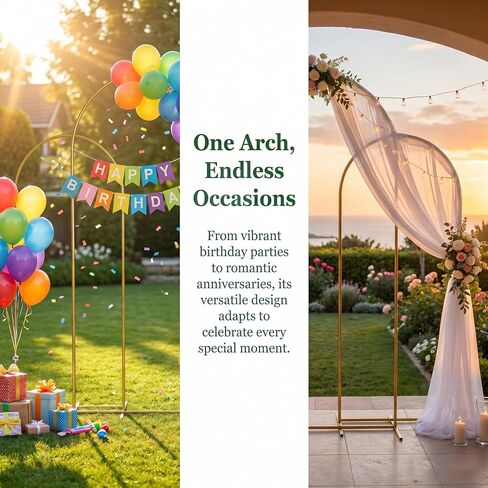 Wedding Arch Backdrop Stand 6.6 FT Balloon Arch Stand Wedding Arches for Ceremony Metal Arch Backdrop Stand for Birthday Anniversary Wedding Party Baby Shower in Kuwait