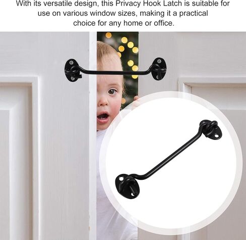 MAGICLULU Stainless Steel Hook Latch with Screws for Door and Window, Black Home Hook Lock Enhancing Security and Versatile Design for Home and Office Use in Kuwait
