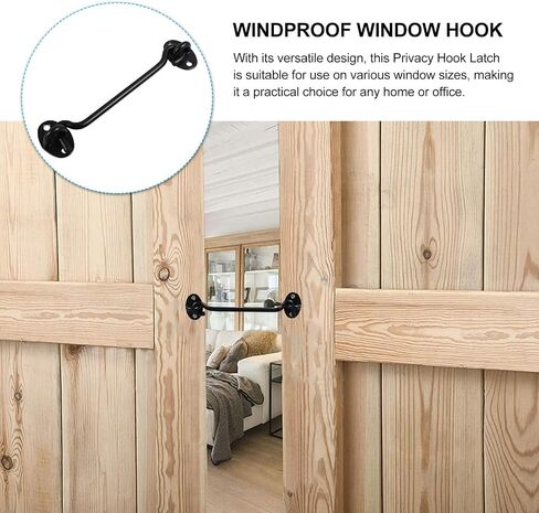MAGICLULU Stainless Steel Hook Latch with Screws for Door and Window, Black Home Hook Lock Enhancing Security and Versatile Design for Home and Office Use in Kuwait