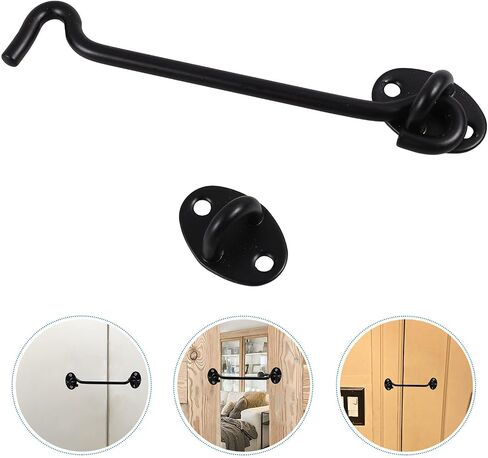 MAGICLULU Stainless Steel Hook Latch with Screws for Door and Window, Black Home Hook Lock Enhancing Security and Versatile Design for Home and Office Use in Kuwait