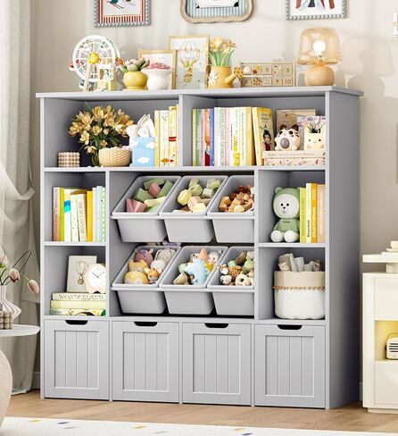Toy Storage Organizer with Movable Drawer Toy Organizer for Kids | Toy Organizers and Storage with 6 Toy Bins, Large Kids Bookshelf Toy Chest with Hidden Wheels for Playroom,Green in Saudi Arabia