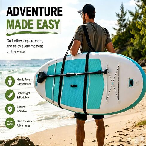 Stand Up Paddle Board Carrier Shoulder Strap – Hands-Free SUP, Kayak & Surfboard Carrying Strap, Adjustable Heavy-Duty Support with Metal Buckles & Drawstring Storage Bag in Kuwait