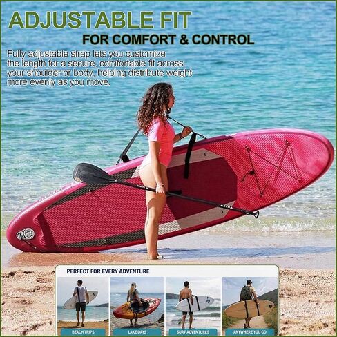 Stand Up Paddle Board Carrier Shoulder Strap – Hands-Free SUP, Kayak & Surfboard Carrying Strap, Adjustable Heavy-Duty Support with Metal Buckles & Drawstring Storage Bag in Kuwait