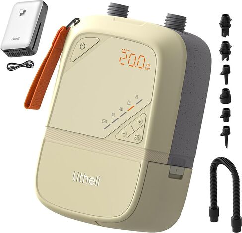 مضخة Litheli 20 رطل لكل بوصة مربعة كهربائية SUP، بطارية قابلة لإعادة الشحن وسيارة 12 فولت، إيقاف تلقائي للتضخم المزدوج المرحلة، مضخة هواء محمولة لسرير قابل للنفخ على شكل خيمة كاياك in Kuwait