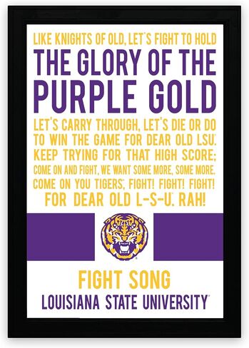 Limited Edition LSU Tigers Fight Song Poster - Glory of the Purple Gold Art Print 13x19" (No Frame) in Kuwait