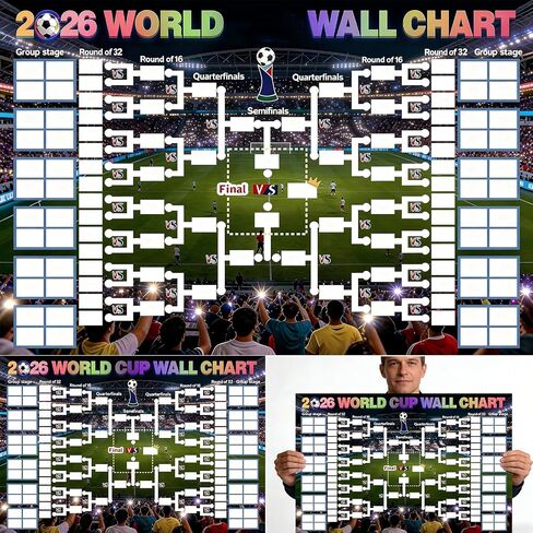 World Cup Poster and 48-Team Final Tournament Display Set 35.4×23.6-inch Final Tournament Banner A Gift for Soccer Fans in Kuwait