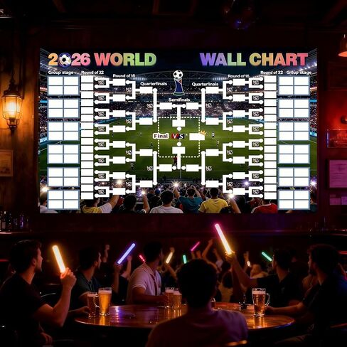 World Cup Poster and 48-Team Final Tournament Display Set 35.4×23.6-inch Final Tournament Banner A Gift for Soccer Fans in Kuwait
