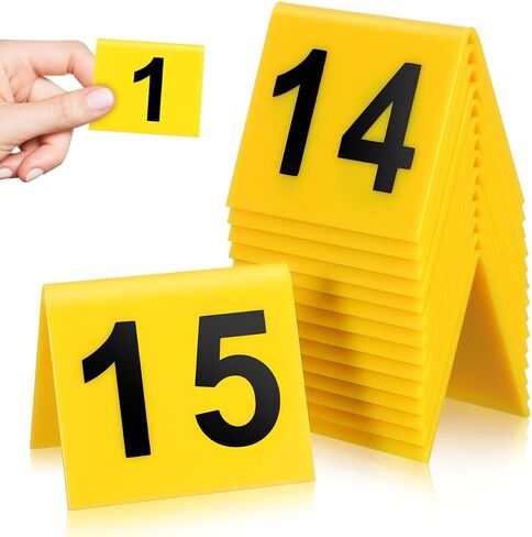 Gatuida 15 حزمة من علامات الأدلة، علامات مسرح الجريمة، علامات طاولة علامات لأرقام الجدول، رقم الأرضية، لوازم ألعاب المطاعم، ديكورات مسرح الجريمة، علامات مكتبية in Kuwait