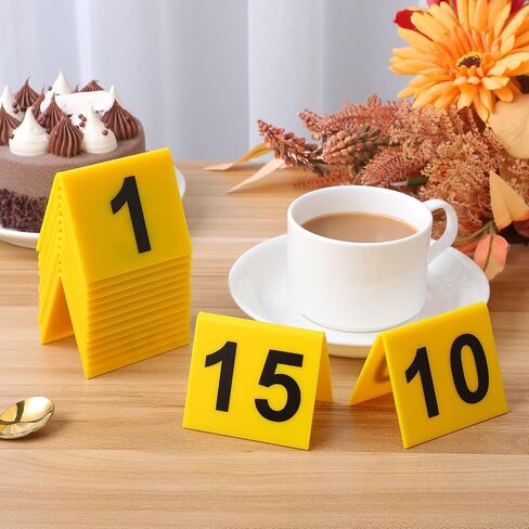 15 قطعة من بطاقات أرقام الطاولة الأكريليك من SEWACC، بطاقات مكان بلاستيكية متينة باللون الأصفر للمطاعم مع أرقام سوداء 1-15، خيام طاولة عالية الوضوح للمقاهي والمآدب، علامات الجلوس in Kuwait