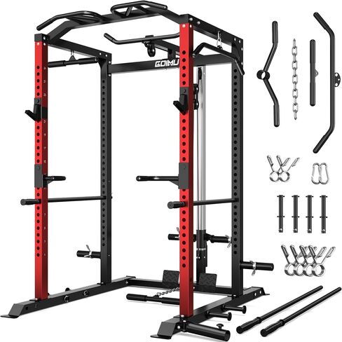 C1-V4 Power Cage, 2000LBS Squat Rack with LAT Pulldown, Multi-Function Weight Cage Strength Training Machine, Workout Cage with More Attachments for Home Gym Garage in Saudi Arabia