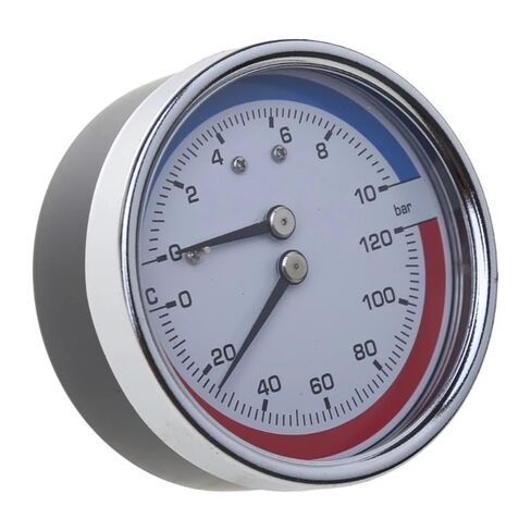 1pc Thermo-Manometer Boiler Temperature & Pressure Gauge 0-120 ℃ 0-10 Bar Mearsuring Range-Fitting- for Floor Heating System M4YD in Kuwait